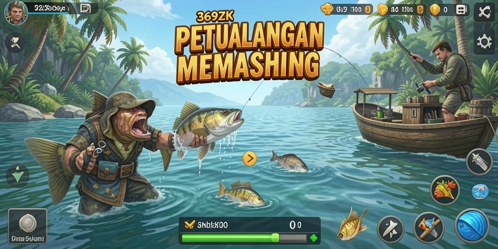 Screenshot menunjukkan pengalaman memancing yang seru dan intens.
