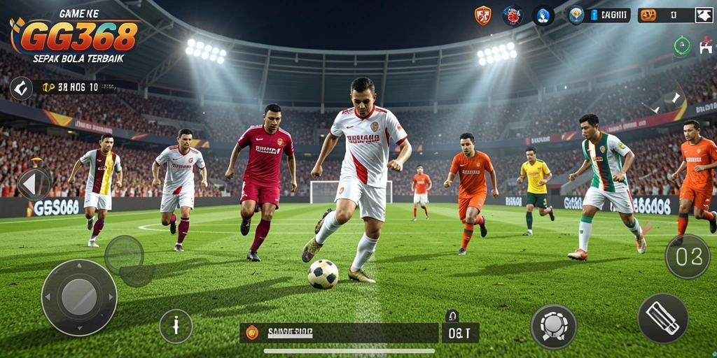 Tampilan gameplay GG368 dengan aksi sepak bola yang seru.