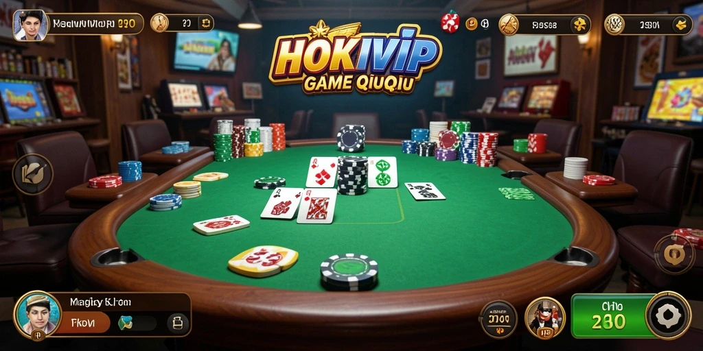 Tampilan seru gameplay QiuQiu HOKIVIP di layar.