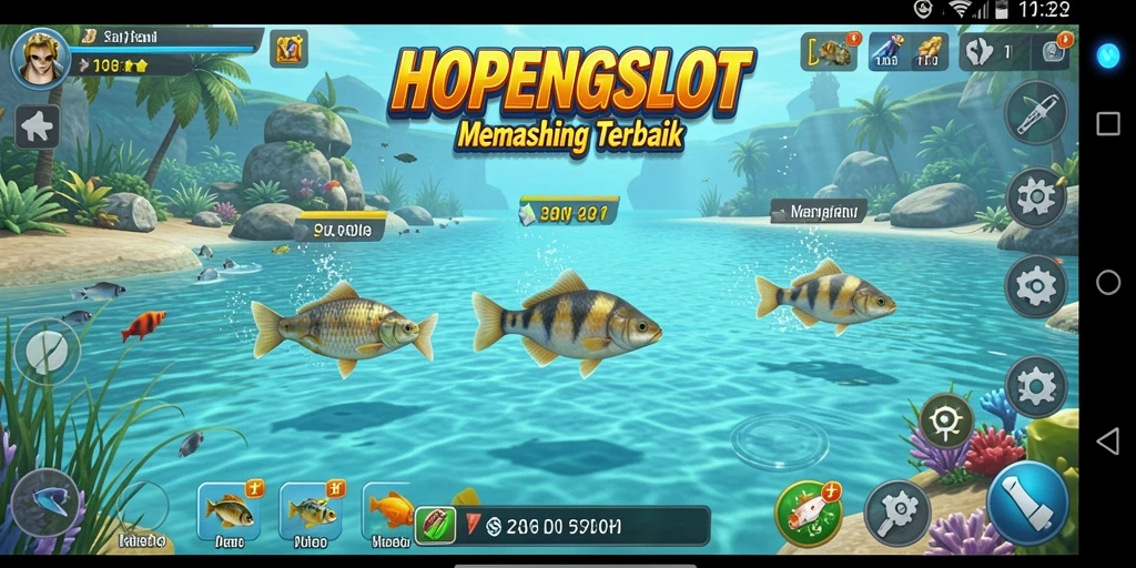 Tampilan gameplay HOPENGSLOT yang menarik saat memancing.