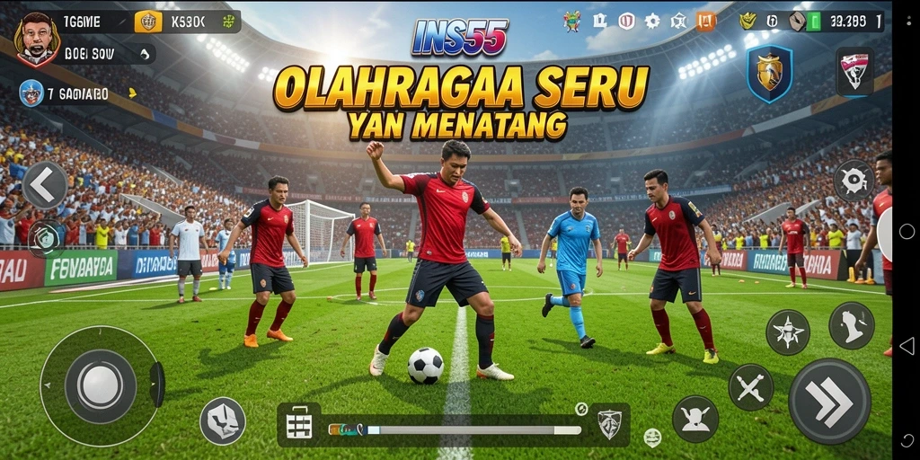 Screenshot gameplay menunjukkan aksi seru dalam pertandingan olahraga.