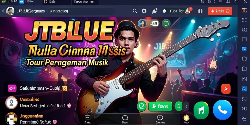 Tampilan gameplay JTBLUE yang seru dan interaktif dengan musik.