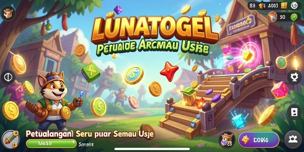 Tampilan gameplay LUNATOGEL dengan grafik yang cerah dan menarik.