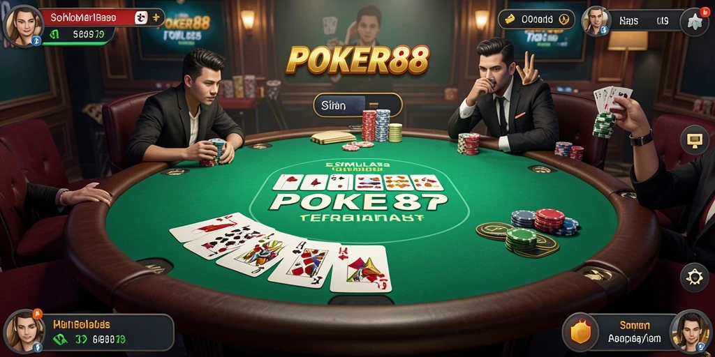 Tampilan antarmuka POKER88 dengan pemainan poker yang seru.