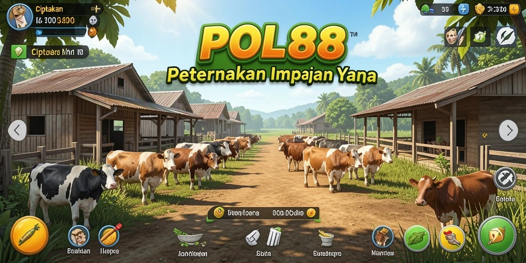 Tampilan utama gameplay POL88 dengan aktivitas bertani yang seru.