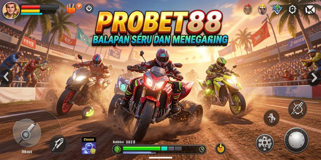 Tampilan seru gameplay balapan di PROBET88 yang menegangkan.
