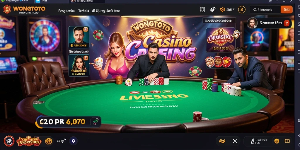 Screenshot gameplay <strong>WONGTOTO</strong> menampilkan dealer langsung dan suasana permainan yang mendebarkan.