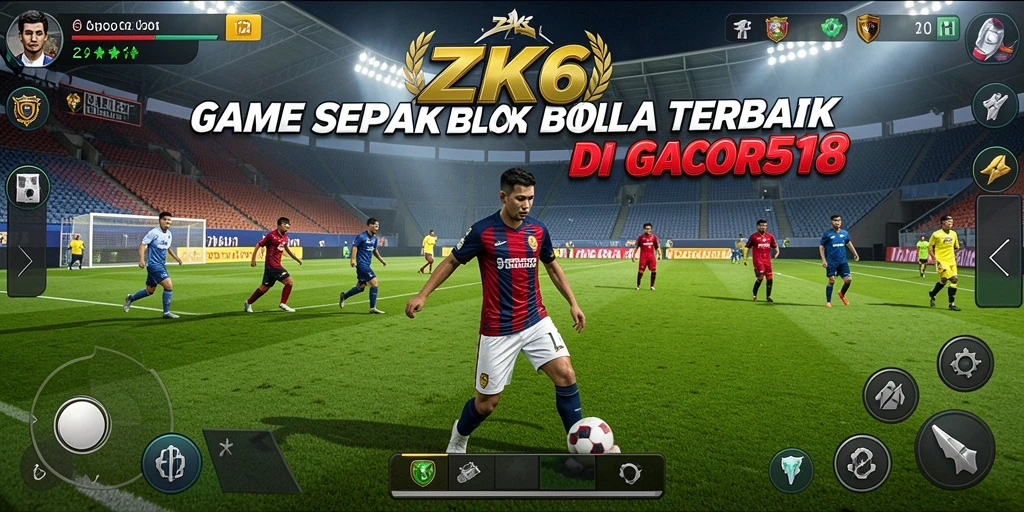 Screenshot gameplay ZK6 menampilkan aksi seru di lapangan sepak bola.